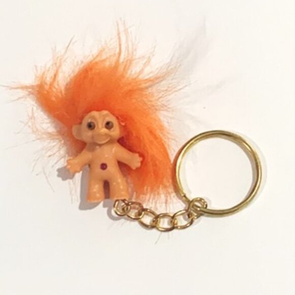 Mini Good Luck Troll Keychain – 3.5 Inch Collectible Orange - Picture 3 of 5